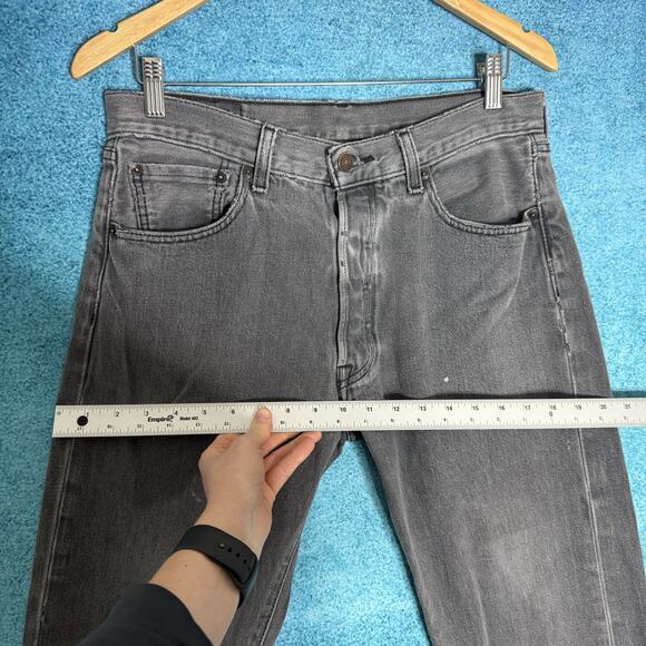 Levi’s 501 Men’s Jeans 34x30 Gray Straight Leg Button Fly Denim Fits 32x25.5 - Picture 9 of 16